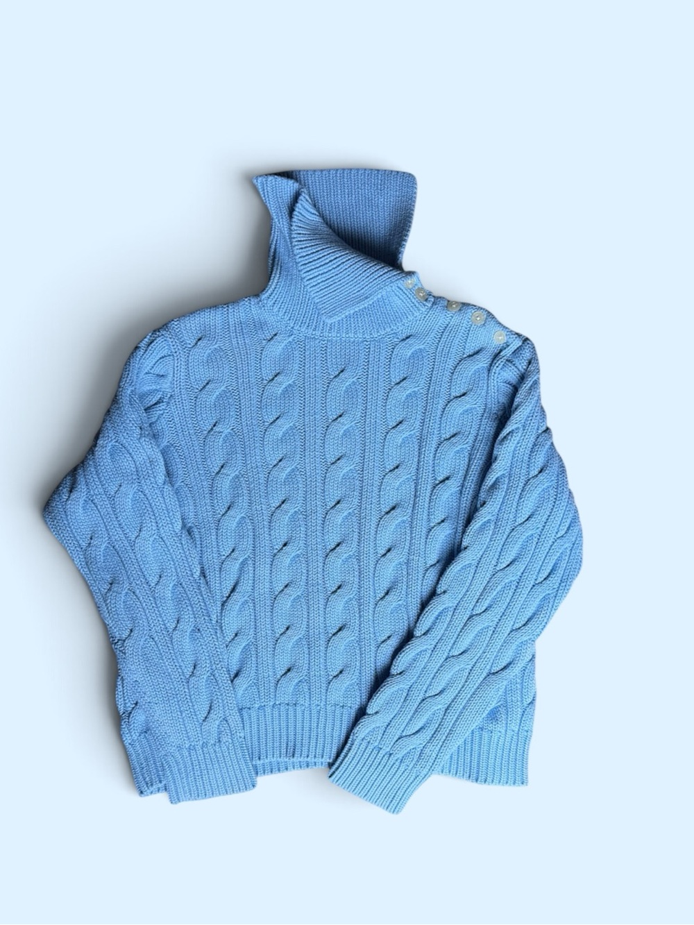 Lauren Ralph Lauren Blue Cable-Knit Mock-Neck Sweater Size XL